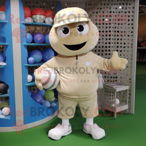 Beige golfball maskot drakt...