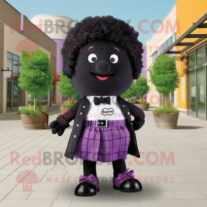 Black Raspberry mascot costume character dressed with a Dress Pants and Hairpins