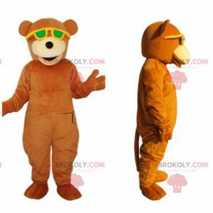 Orange bear mascot with yellow sunglasses - Redbrokoly.com