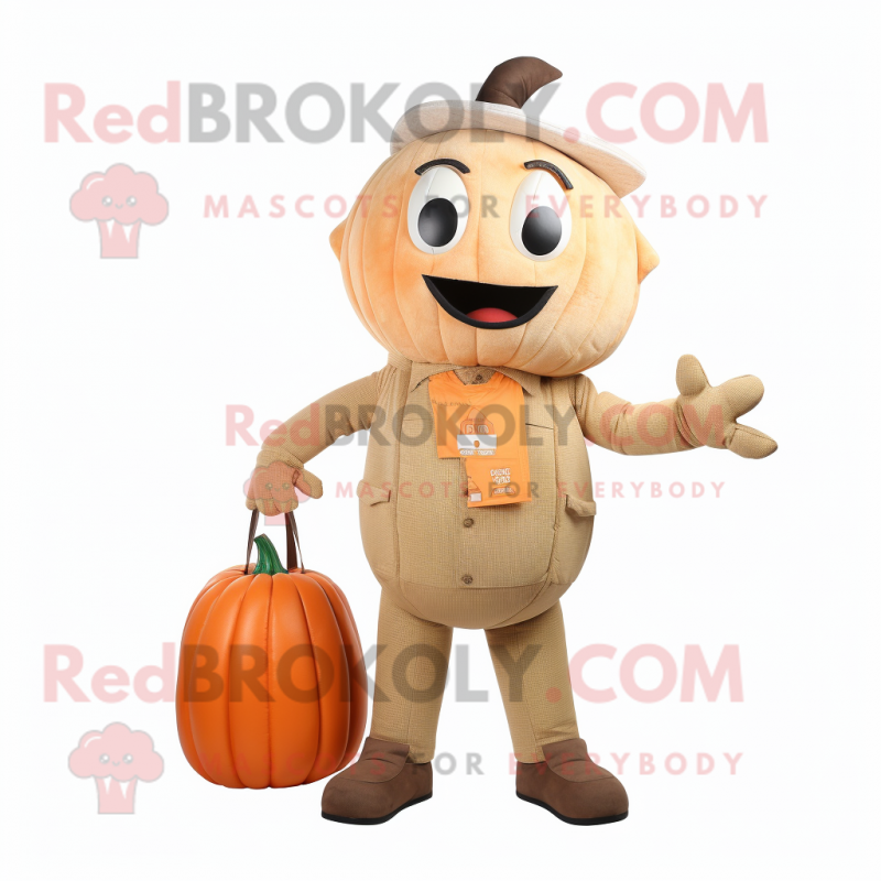 Tan Pumpkin mascot costume character dressed with a Trousers and Wallets