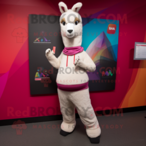 nan Llama mascot costume character dressed with a Yoga Pants and Mittens