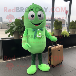 nan Green Bean mascot costume character dressed with a Skinny Jeans and Briefcases