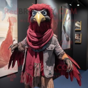 Maroon Crow maskot kostym...