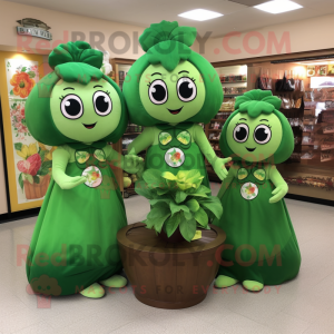 Olive Bunch Of Shamrocks mascot costume character dressed with a Mini Dress and Coin purses