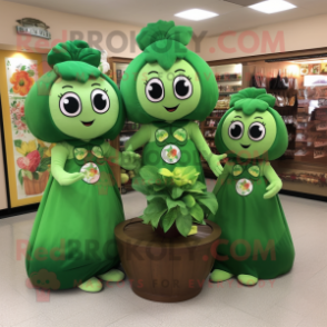 Olive Bunch Of Shamrocks mascot costume character dressed with a Mini Dress and Coin purses
