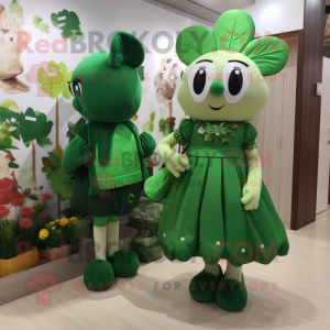 Olive Bunch Of Shamrocks mascot costume character dressed with a Mini Dress and Coin purses