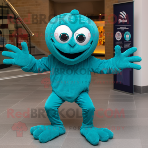 Blågrøn Spider maskot...