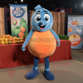 Peach Meatballs mascot costume character dressed with a Denim Shirt and Anklets