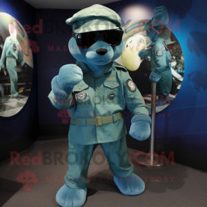 Teal Navy Seal maskot drakt...