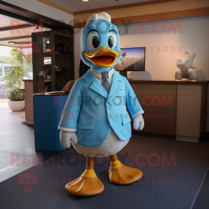 Sky Blue Duck maskot kostym...