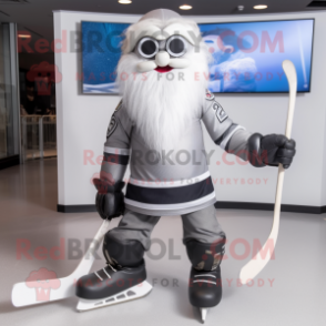 Silver Ice Hockey Stick mascot costume character dressed with a Suit Pants and Shoe laces