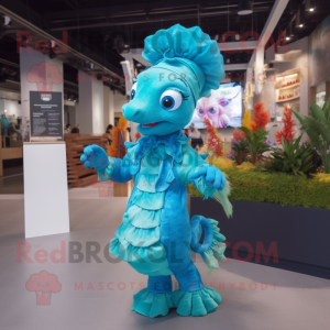 Turquoise Seahorse mascotte...