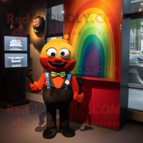 Rust Rainbow mascot costume character dressed with a Tuxedo and Watches