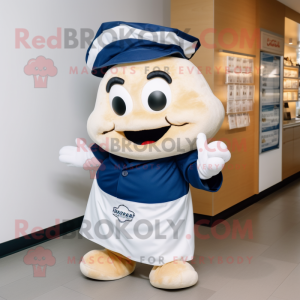 Navy Lasagna mascot costume character dressed with a Shorts and Tote bags