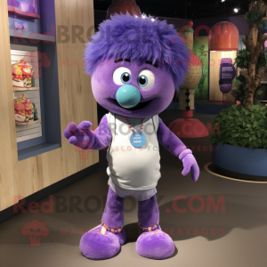 Lavender Juggle mascot costume character dressed with a T-Shirt and Necklaces