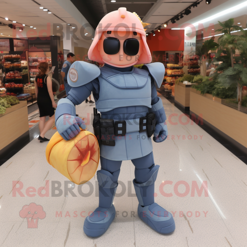 Sky Blue Spartan Soldier mascot costume character dressed with a