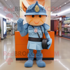 Peach Spartan Soldier mascot costume character dressed with a Denim Shorts and Handbags