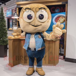 Beige Bagels maskot kostume...