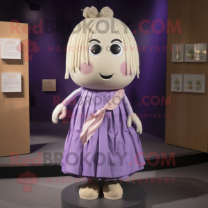 Lavender Miso Soup mascot costume character dressed with a Wrap Skirt and Hairpins