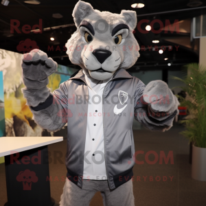 Silver Puma maskot kostym...