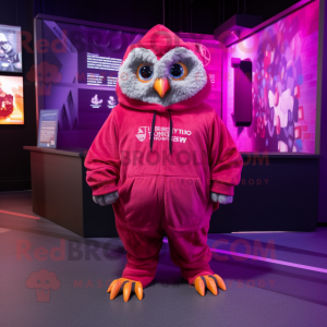 Magenta Owl maskot kostume...