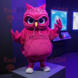 Magenta Owl maskot kostyme...