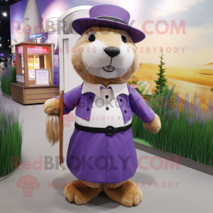 Lavendel Beaver maskot...