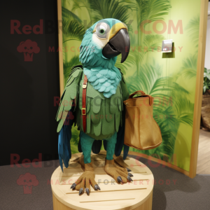 Oliven Macaw maskot drakt...