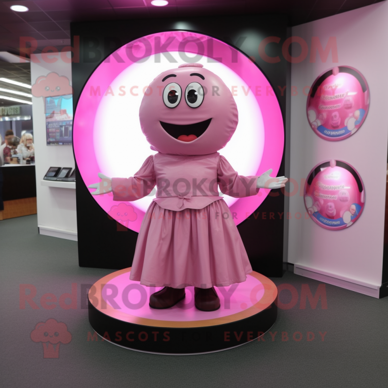 Pink Chocolates mascot costume character dressed with a Circle Skirt and Bracelets