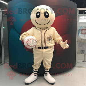 Cream Baseball Ball maskot...