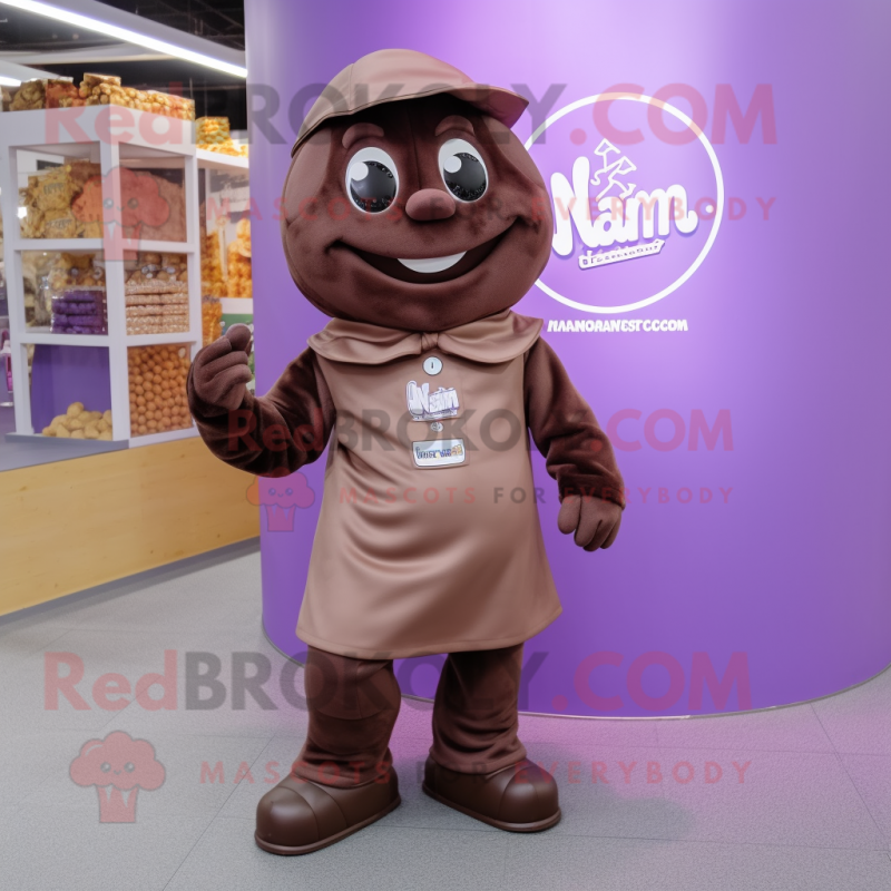 nan Chocolate Bar mascot costume character dressed with a Romper and Shoe laces