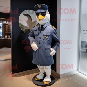 Navy Dove mascot costume character dressed with a Parka and Pocket squares