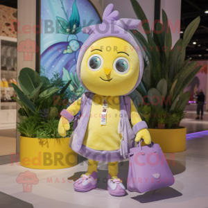 Lavender Lemon mascot costume character dressed with a Playsuit and Handbags