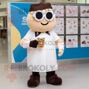 Cream Chocolate Bar mascot costume character dressed with a Blouse and Sunglasses