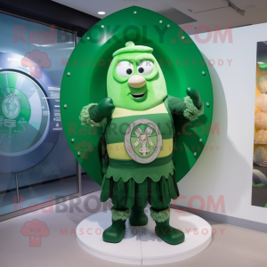 Grüne Maskottchenfigur mit...
