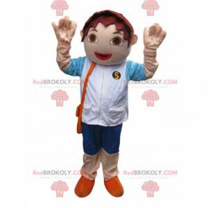 Kleine bruine jongen mascotte. Bruin jongenskostuum -
