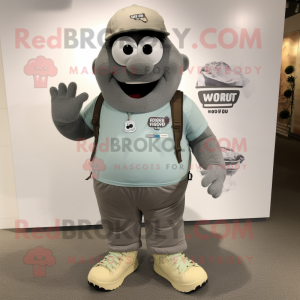 Gray Ice mascot costume character dressed with a Cargo Shorts and Anklets