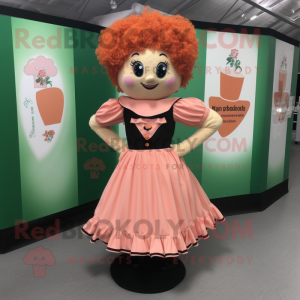 Peach Irish Dancer mascot costume character dressed with a Long Sleeve Tee and Cummerbunds