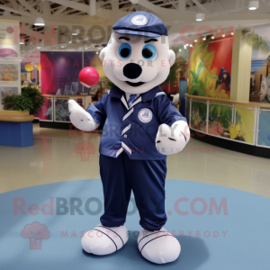 Navy Juggle mascot costume character dressed with a Oxford Shirt and Necklaces