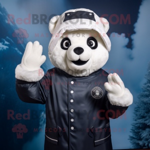 Navy Dim Sum mascot costume character dressed with a Parka and Gloves