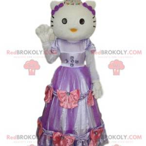 Hello Kitty mascotte con un vestito viola e rosa -