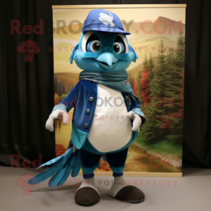 Teal Blue Jay maskot kostym...