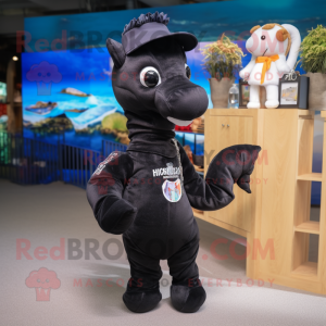 Black Seahorse mascotte...