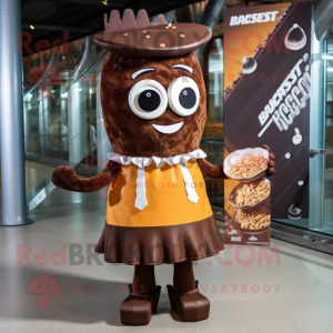 Rust Chocolates mascot costume character dressed with a Mini Dress and Headbands