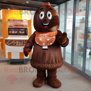 Rust Chocolates mascot costume character dressed with a Mini Dress and Headbands