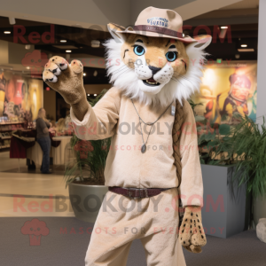 Beige Lynx maskot drakt...