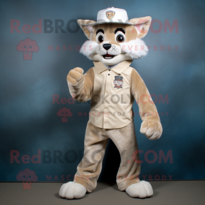 Beige Lynx maskot drakt...