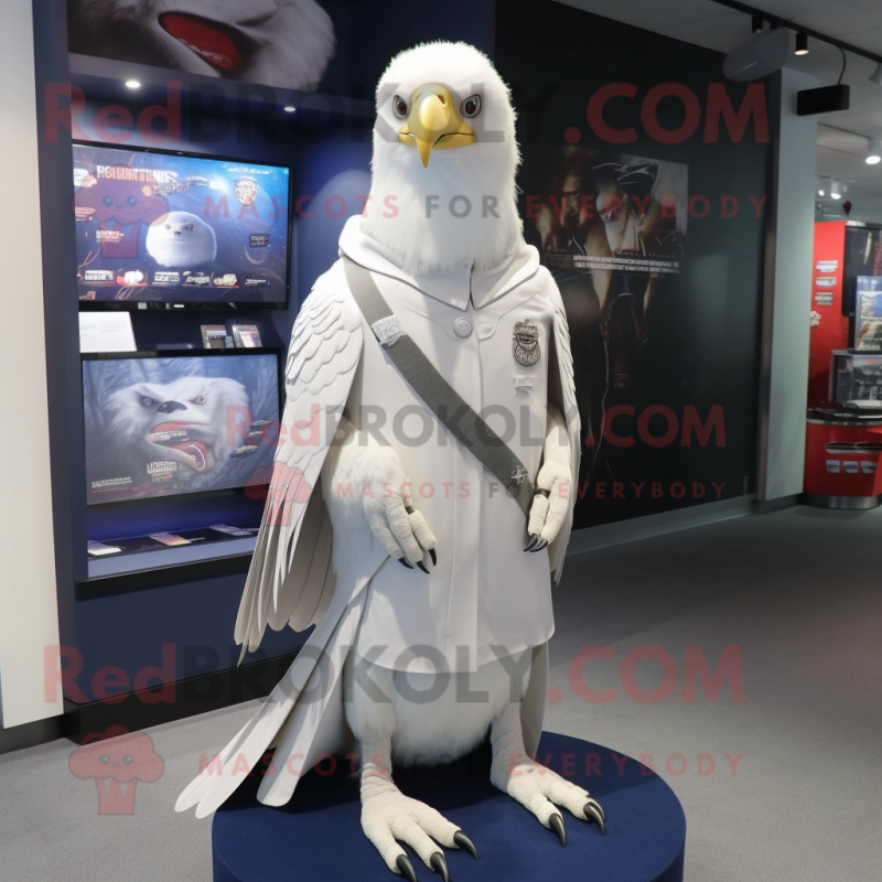 Gray Eagle mascot costume character dressed with a Graphic Tee and Shawls -  Mascot Costumes -  Sizes L (175-180CM)