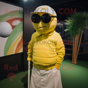 Gul golfball maskot drakt...