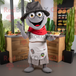 Gray Fajitas mascot costume character dressed with a Shorts and Wraps